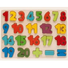 Bunte Holz-Formenpuzzle mit Zahlen von 1 bis 20, 23-teiliges Set