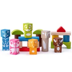 Bunter Holzbaustein-Set, 26 Stück