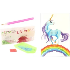 Diamant-Puzzle: Einhorn auf dem Regenbogen Diamantmalset 10x15cm Bild 2