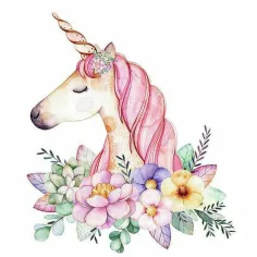 Diamant-Puzzle: Einhorn mit Blumen Diamantmalset 10x15cm Bild 1