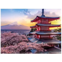 Diamantmalerei Puzzle: Japanische Pagode Diamantmalset 30x40cm