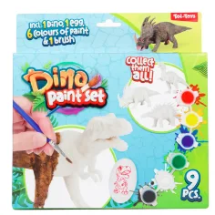 Dino Paint Set: Bemalbare Dinosaurierfigur mit Farben und Pinsel 9-teiliges Set Bild 2