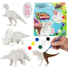 Dino Paint Set: Bemalbare Dinosaurierfigur mit Farben und Pinsel 9-teiliges Set Bild 1