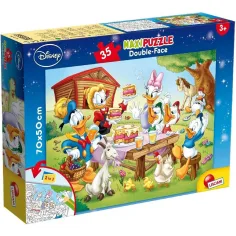 Disney Donald Duck Familie 2-in-1 Maxi 35-teiliges Puzzle und Malvorlage 70x50cm – Lisciani