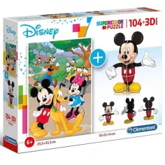 Disney: Mickey Maus 104 Teile Puzzle + 3D Mickey Modell - Clementoni