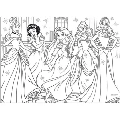 Disney Prinzessinnen 2-in-1 Maxi-Puzzle mit 60 Teilen und Ausmalbild 70x50cm – Lisciani Bild 2