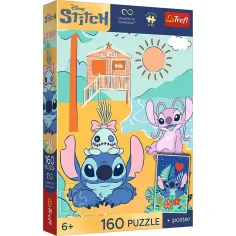 Disney Stitch am Strand 160-teiliges UFT Puzzle mit Poster - Trefl Bild 1