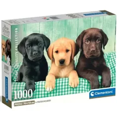 Drei kleine Labrador 1000 Teile HQC Puzzle mit Poster - Clementoni