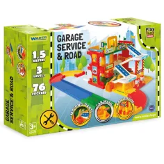 Dreistöckige Servicegarage mit Straße und Zubehör - Wader