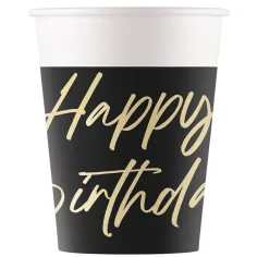 Elegantes Geburtstags-Pappbecher-Set mit „Happy Birthday“-Aufschrift, 8 Stück, 200 ml Bild 1