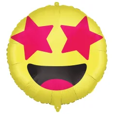 Emoji-Folienballon – Lächelndes Gesicht mit Sternaugen 46cm
