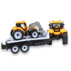 Engineering Truck: Zweiteiliges Arbeitsmaschinenset mit Holztransporter und Traktor mit Anhänger Bild 3