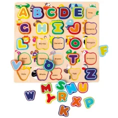 Englisches ABC-Holz-Puzzle-Spiel mit Tieren Bild 2