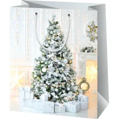 Exklusive Geschenktasche in Riesenformat mit Weihnachtsbaum 33x15x44cm