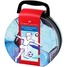 Faber Castell: Fußball Connector Filzstift Set 33-teilig in Metallbox