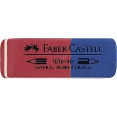 Faber-Castell: Gummiradiergummi blau/rot für Bleistift und Stift