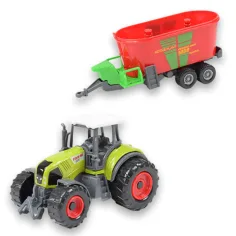 Farm Set: Landwirtschaftlicher Traktor mit Anhänger in vier Varianten 22cm Bild 7