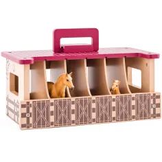 Faunica: Holzpferdestall mit 3 Pferdefiguren – Woodyland Bild 2