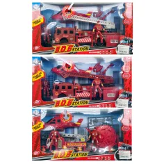 Feuerwehrauto und Hubschrauber mit Licht, Ton und Figuren