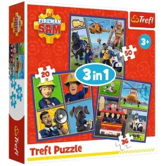 Feuerwehrmann Sam 3 in 1 50, 36 und 20 Teile Puzzle - Trefl