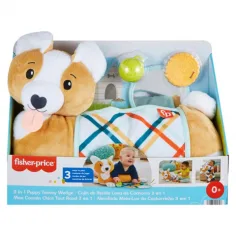 Fischer-Price: Corgie Puppy Wachs-mit-mir Bauchpolster mit Rassel, Beißring und Spiegel - Mattel