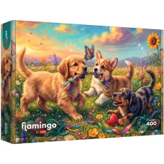 Flamingo von Puzzle Spielende Welpen 400-teiliges Puzzle - Trefl