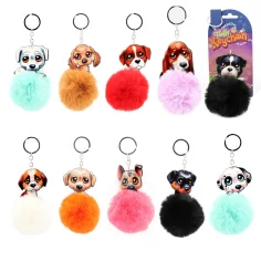 Fluffy Pom-Pom Hund Schlüsselanhänger in verschiedenen Varianten 1 Stück Bild 1