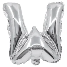 Folienballon in Buchstabenform in Silber – Buchstabe W, 32 cm