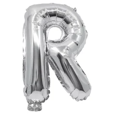Folienballon in Buchstabenform, silberfarben – Buchstabe R, 32 cm