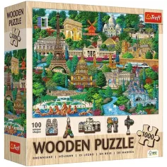 Frankreich, berühmte Orte - 1000 Teile Holzpuzzle - Trefl
