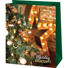 Frohe Weihnachten dekorierte Weihnachtsbaum-Muster mittlere Geschenktasche 18x10x23cm