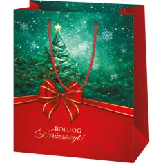 Frohe Weihnachten grün-rote große Geschenktasche 26x13x33cm