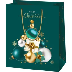 Frohe Weihnachten grüne exklusive große Geschenktasche 26x13x33cm