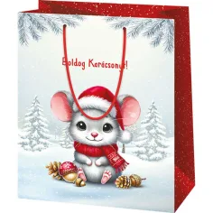 Frohe Weihnachten Maus Muster mittelgroße Geschenktasche 18x23x10cm