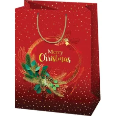 Frohe Weihnachten rote große Geschenktasche 24x35x9cm