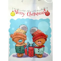 Geschenktasche mit Weihnachtsbären und Merry Christmas Aufschrift 32,5x45,5x10cm