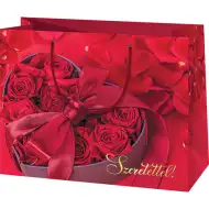 Große Geschenktasche mit Rosen und der Aufschrift "Mit Liebe" 26x14x33cm