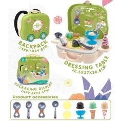 Grünes 2-in-1-Eiscreme-Stand-Set in rollendem Koffer mit Zubehör