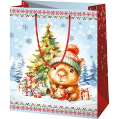 Hamster-Weihnachten große Geschenktragetasche 26x13x33cm
