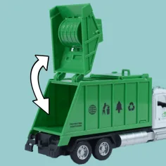 Heavy Duty Truck: Schwerlast-LKW-Modell mit Rückziehmotor, Metall, selektiver Müllsammler, mit öffnenden Türen und Mülltonne, Maßstab 1/36 Bild 5