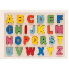 Holz-ABC-Buchstaben farbenfrohes Formpuzzle