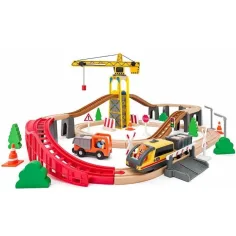 Holz Eisenbahnset mit Kran - Woodyland