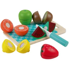 Holz Obstschneide Spielset mit Schneidebrett und Messer Bild 1