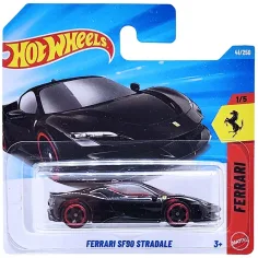 Hot Wheels: Ferrari SF90 Stradale schwarze Spielzeugauto 1/64 - Mattel