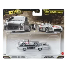Hot Wheels: Mercedes-Benz Renntransporter und Mercedes-Benz 300 SLR Spielzeugauto 1/64 - Mattel