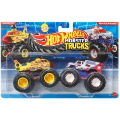 Hot Wheels Monster Trucks: Helichopper gegen Rescue Rampager Spielzeugauto 2er-Pack 1/64 - Mattel