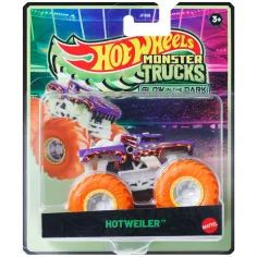 Hot Wheels Monster Trucks: Hotweiler, im Dunkeln leuchtendes Modellauto im Maßstab 1:64 – Mattel