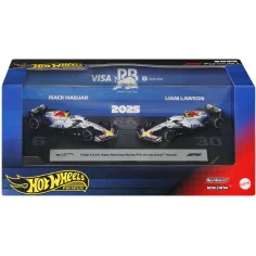 Hot Wheels Premium F1 Racing Bulls 2-teiliges Set von Spielzeugautos 1/64 – Liam Lawson #30 und Isack Hadjar #6 – Mattel