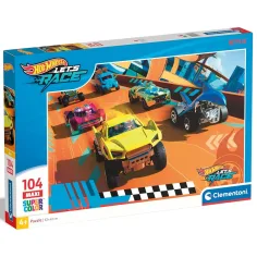 Hot Wheels Rennen bereit 104-teiliges Maxi Supercolor Puzzle - Clementoni