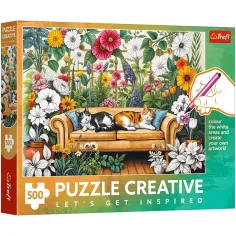 Katzen im blühenden Garten – 500 Teile Creative Puzzle – Trefl Bild 1